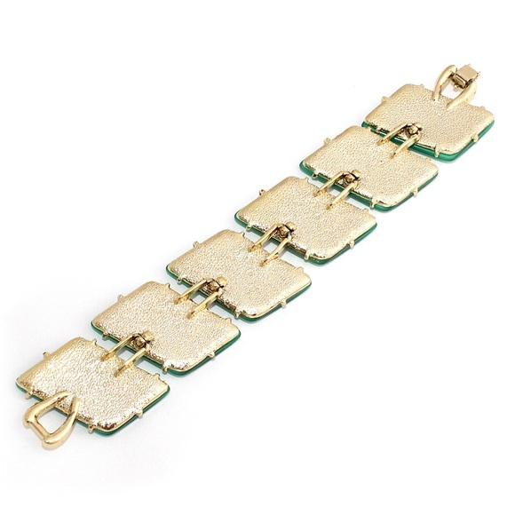 Vintage Moonglow Lucite Link Bracelet Chunky Spearmint Green Thermoset Plastic - Picture 3 of 5